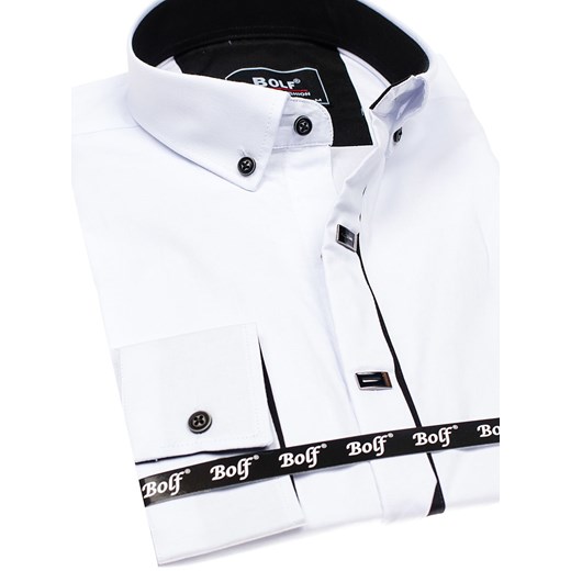 Koszula męska elegancka z długim rękawem biała Bolf 7711  Denley.pl M Denley okazyjna cena 