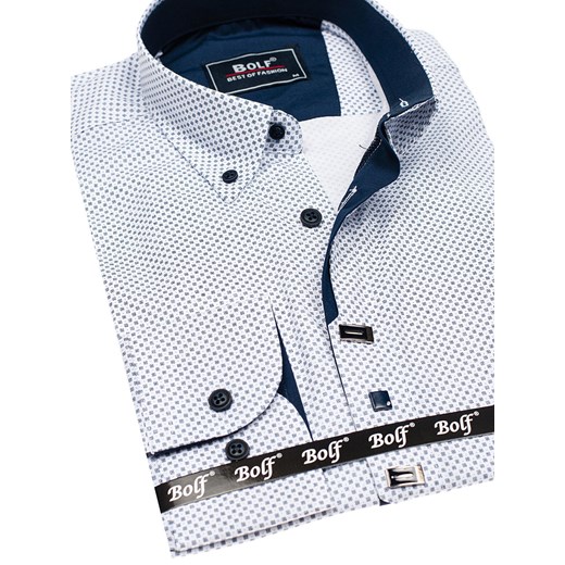 Koszula męska elegancka z długim rękawem biała Bolf 7718  Denley.pl M okazyjna cena Denley 