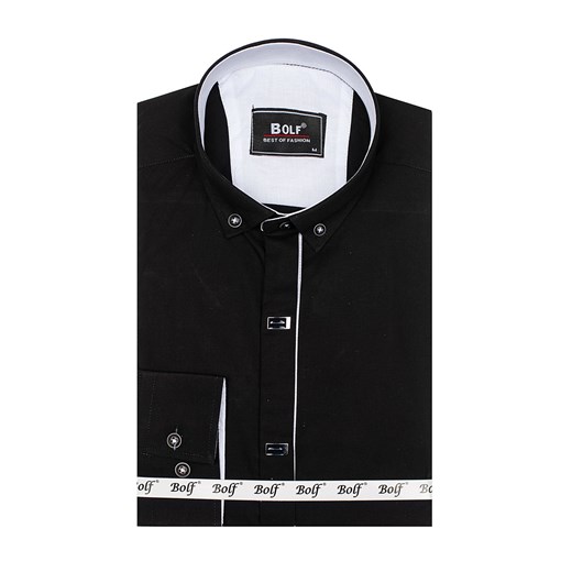 Koszula męska elegancka z długim rękawem czarna Bolf 7711 Denley.pl  L Denley promocja 
