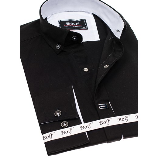 Koszula męska elegancka z długim rękawem czarna Bolf 7711 Denley.pl  L wyprzedaż Denley 