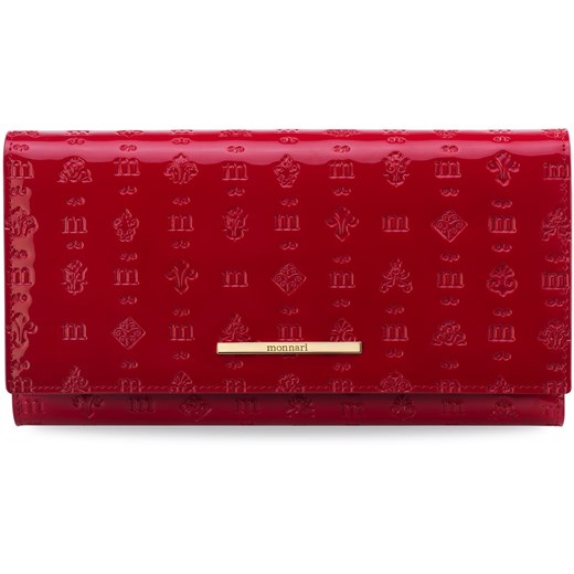 Piękny portfel monnari lakierowana portmonetka damska oryginalne tłoczenie – czerwony Monnari czerwony  wyprzedaż world-style.pl 