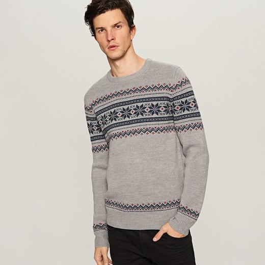 Reserved - Sweter świąteczny - Jasny szar