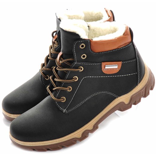 Buty męskie z ocieplaczem CZARNE /C7-3 Ae1122 592/