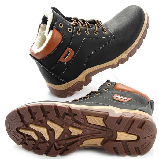 Buty męskie z ocieplaczem CZARNE /C7-3 Ae1122 592/