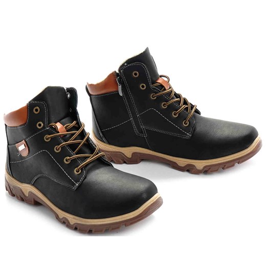 Buty męskie z ocieplaczem CZARNE /C7-3 Ae1122 592/
