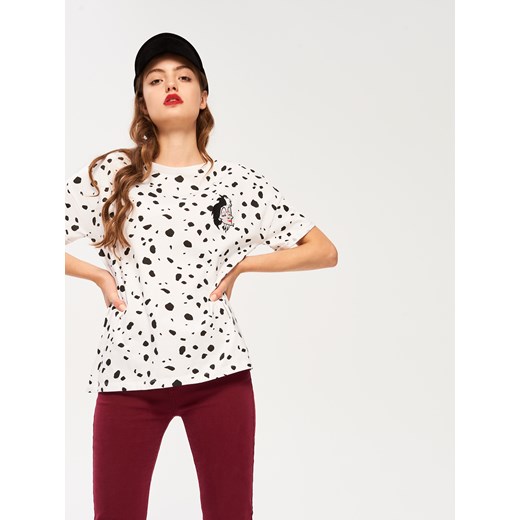 Sinsay - T-shirt 101 dalmatyńczyków - Biały bezowy Sinsay S