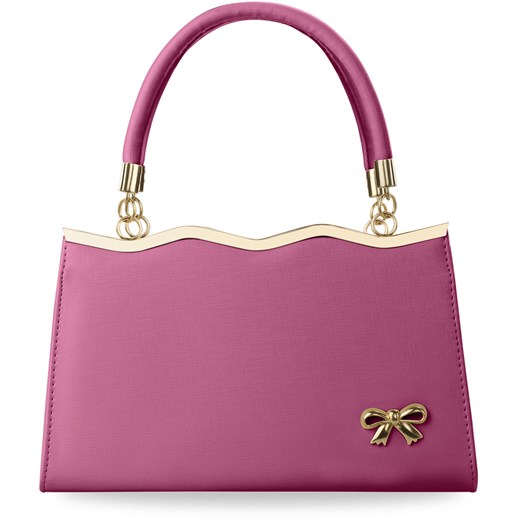 Klasyczny elegancki kuferek torebka damska kokarda - różowy