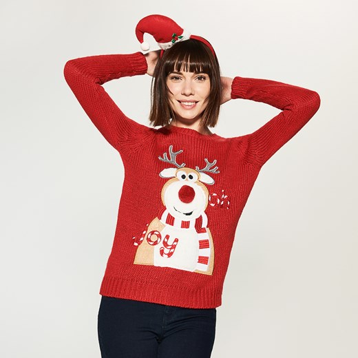 House - Świąteczny sweter z reniferem - Czerwony  House M 
