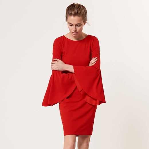 Mohito - Elegancka sukienka z rozszerzanymi rękawami - Czerwony Mohito czerwony XS 