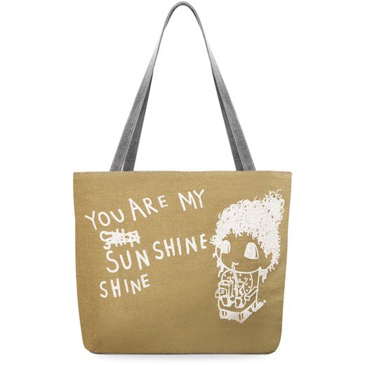 Płócienna torba na zakupy eco torba z wypukłym motywem - you are my sunshine