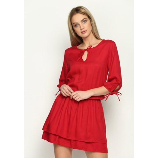 Czerwona Sukienka Habitat   L/XL Born2be Odzież promocja 