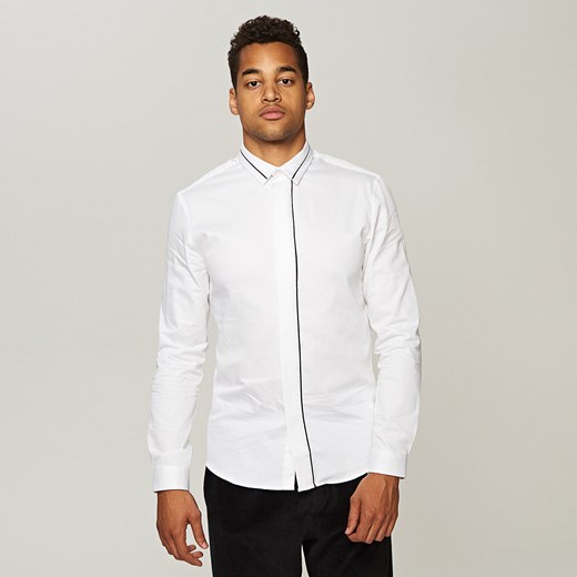 Reserved - Koszula z kontrastową lamówką - Biały