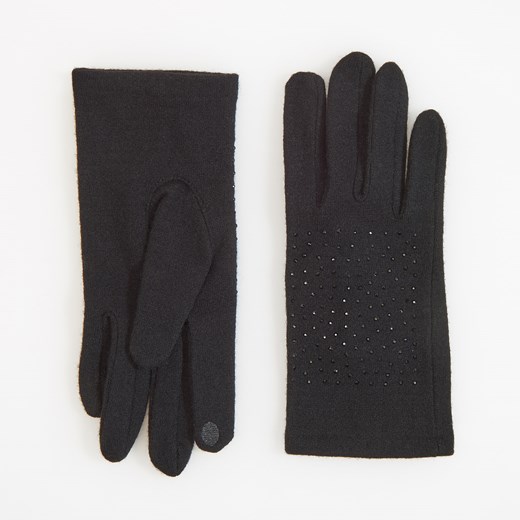Reserved - Wełniane rękawiczki z cekinami - Czarny