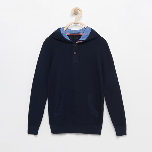 Reserved - Sweter z kapturem - Granatowy