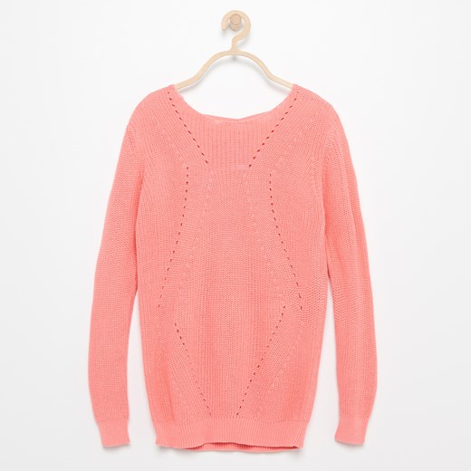 Reserved - Ażurowy sweter - Pomarańczo