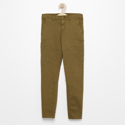 Reserved - Spodnie z przeszyciami na nogawkach - Zielony
