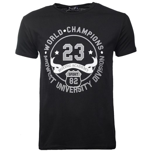 T-Shirt Męski z Nadrukiem World Champions od Neidio TS6 Czarny Acs czarny XXL promocja Neidio.pl 
