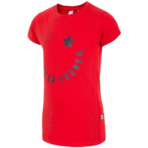 T-shirt dla małych dziewczynek JTSD100 - czerwony 4f Junior   4F