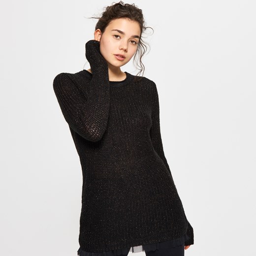 Cropp - Sweter z drobnym splotem - Czarny Cropp czarny M 