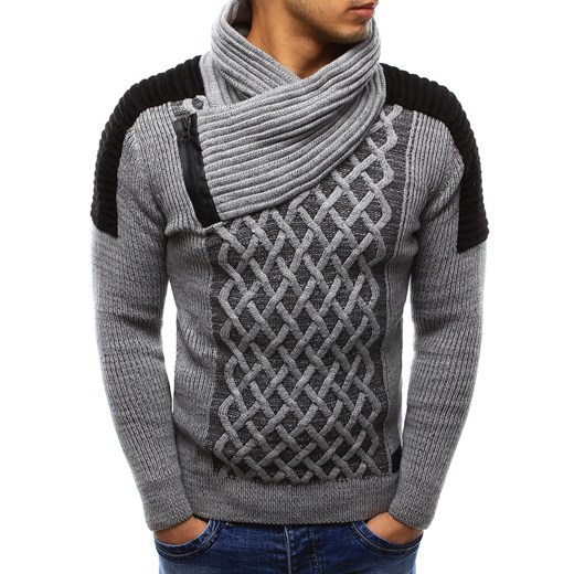 Sweter męski szary (wx0986) Dstreet  XL okazyjna cena  