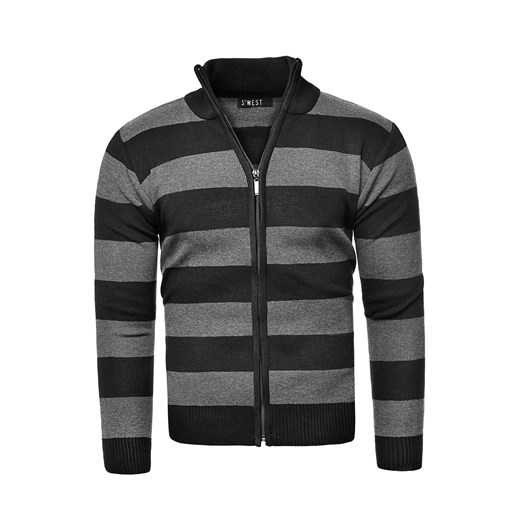 Sweter męski rozpinany bm-6066 - czarny  Risardi XL 