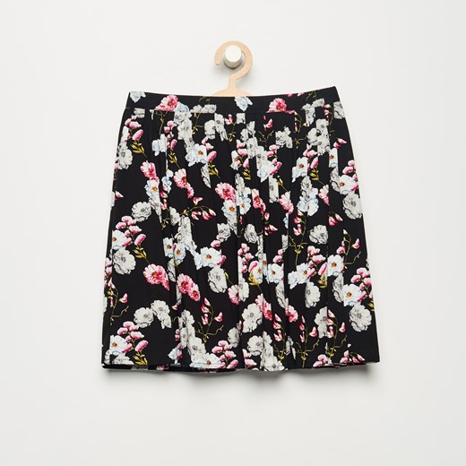 Reserved - Plisowana spódnica w kwiaty - Czarny