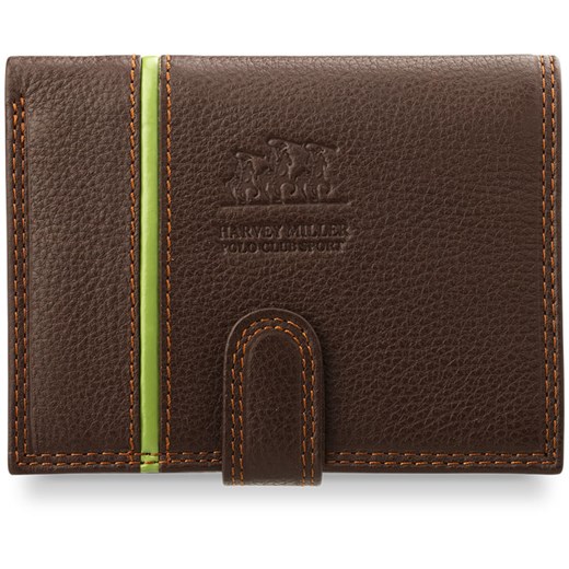 Klasyczny skórzany portfel męski harvey miller polo club z zapinką - brązowy
