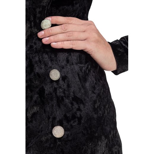 Welurowa sukienka z guzikami czarna