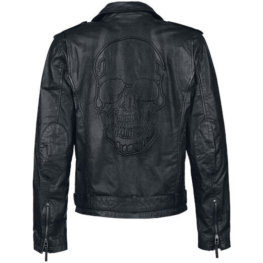 Black Premium by EMP Skull Leather Jacket Kurtka skórzana czarny Black Premium By Emp szary S okazyjna cena EMP 