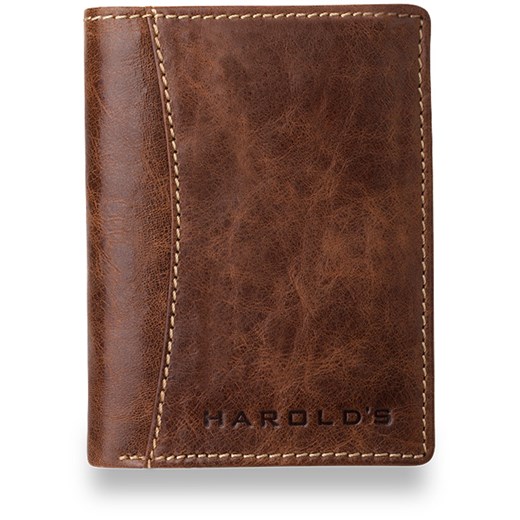 Elegancki męski portfel pionowy, 100% skóra naturalna, harolds- brązowy