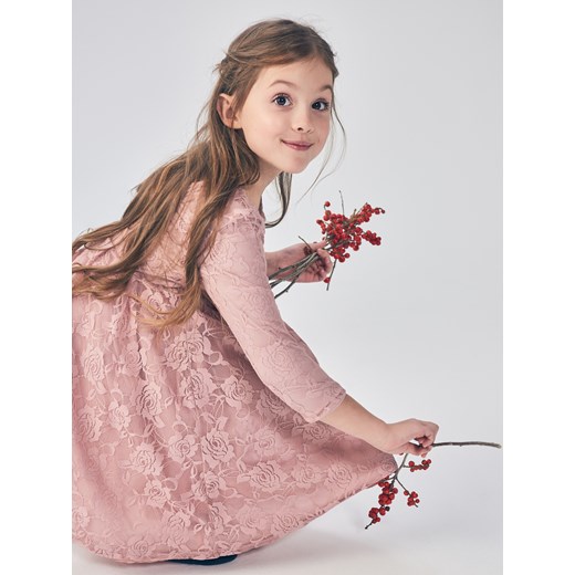 Mohito - Koronkowa sukienka dla dziewczynki little princess - Różowy