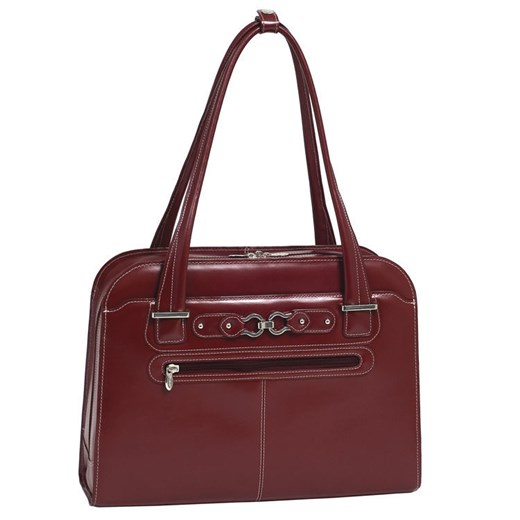Damska torba na laptopa z naturalnej skóry, czerwona 15,6" Oak Grove czerwony Mcklein One Size merg.pl