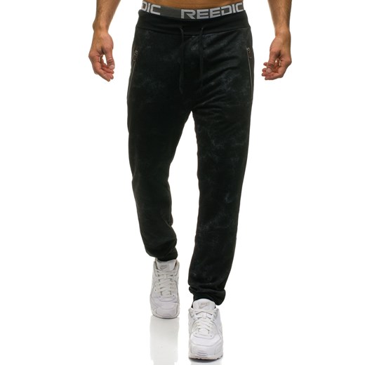 Spodnie męskie dresowe joggery czarne Denley W1339  Denley.pl L wyprzedaż Denley 