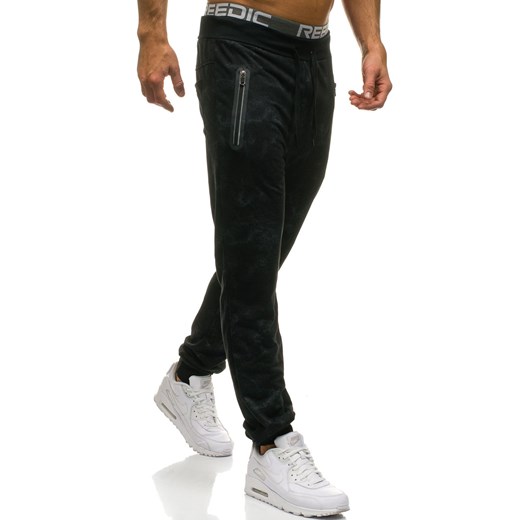 Spodnie męskie dresowe joggery czarne Denley W1339  Denley.pl M Denley okazyjna cena 
