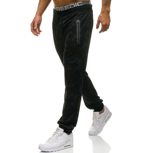 Spodnie męskie dresowe joggery czarne Denley W1339 Denley.pl  XL Denley okazyjna cena 
