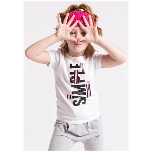 T-shirt dla małych dziewczynek JTSD104z - biały