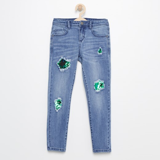 Reserved - Przecierane jeansy z cekinami - Niebieski Reserved  134 