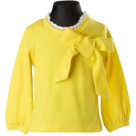 Cieplutka dziewczęca bluzeczka kokarda koronka - żółty