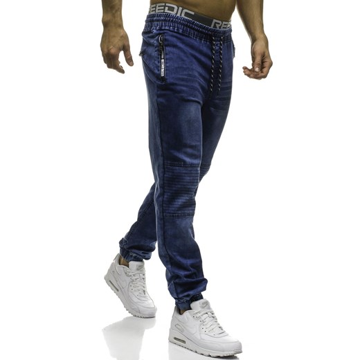 Spodnie jeansowe joggery męskie granatowe Denley HY182 Denley.pl  XL Denley wyprzedaż 