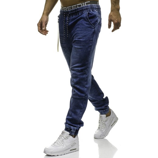 Spodnie jeansowe joggery męskie granatowe Denley HY183 Denley.pl  L wyprzedaż Denley 
