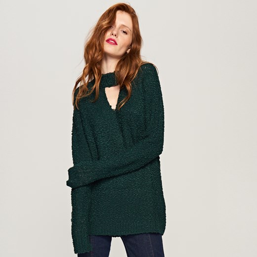 Reserved - Sweter z chokerem - Zielony Reserved zielony L 