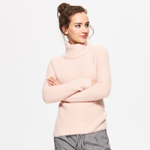 Cropp - Sweter z golfem - Różowy bezowy Cropp M 