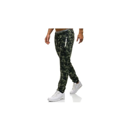 Spodnie męskie dresowe joggery zielone Denley W1357 Denley.pl  L Denley wyprzedaż 