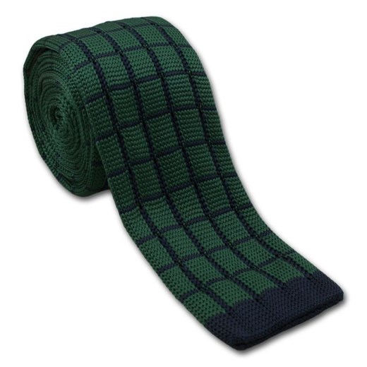 Zielony, Dziergany Krawat Knit w Kratkę - 5,5 cm - Alties KRALTS0112  Alties  JegoSzafa.pl