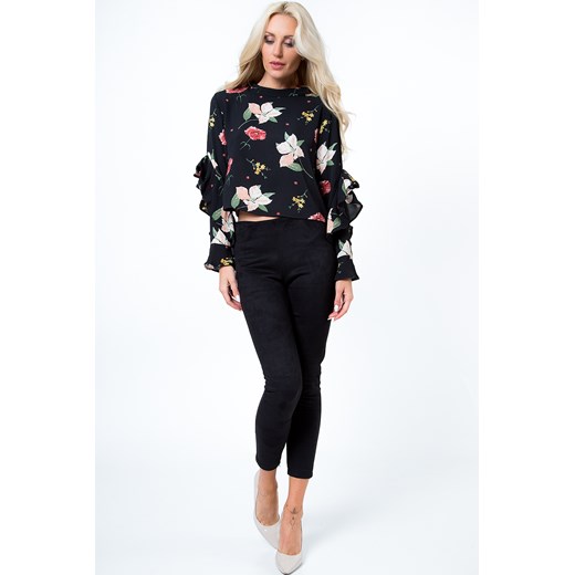 Bluzka w kwiaty czarna 21929