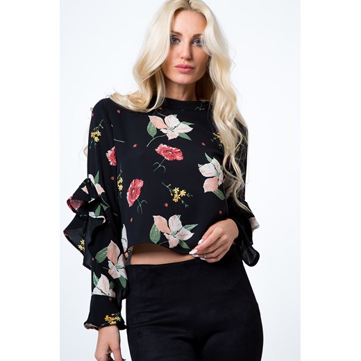 Bluzka w kwiaty czarna 21929