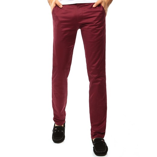 Spodnie męskie chinos bordowe (ux1100) czerwony Dstreet  okazja  