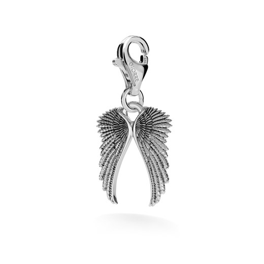 Srebrny charms skrzydła anioła 925 : Kolor pokrycia srebra - Pokrycie Jasnym Rodem