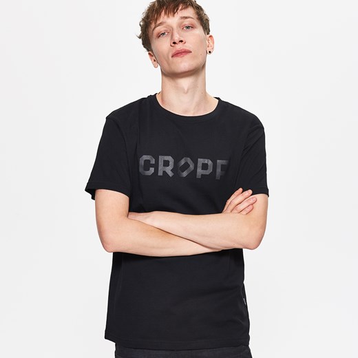 Cropp - Koszulka z napisem - Czarny czarny Cropp S 