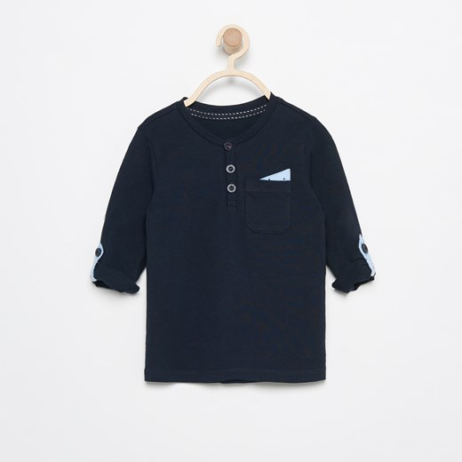 Reserved - Koszulka z kieszonką - Granatowy czarny Reserved 80 